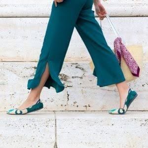 Rothy’s “The Point” Teal Moroccan Print